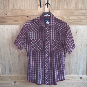 Wrangler red plaid western cowboy button front shirt size S